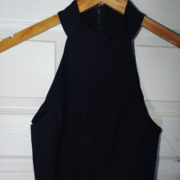 Anthropologie Black‎ Halter Dress Slit Legs XS Black Witchy Goth Romantic Goth - Picture 7 of 11